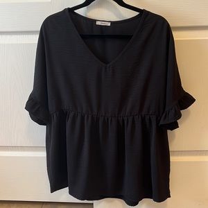PinkBlush Maternity Black Ruffle Sleeve Top Size Medium